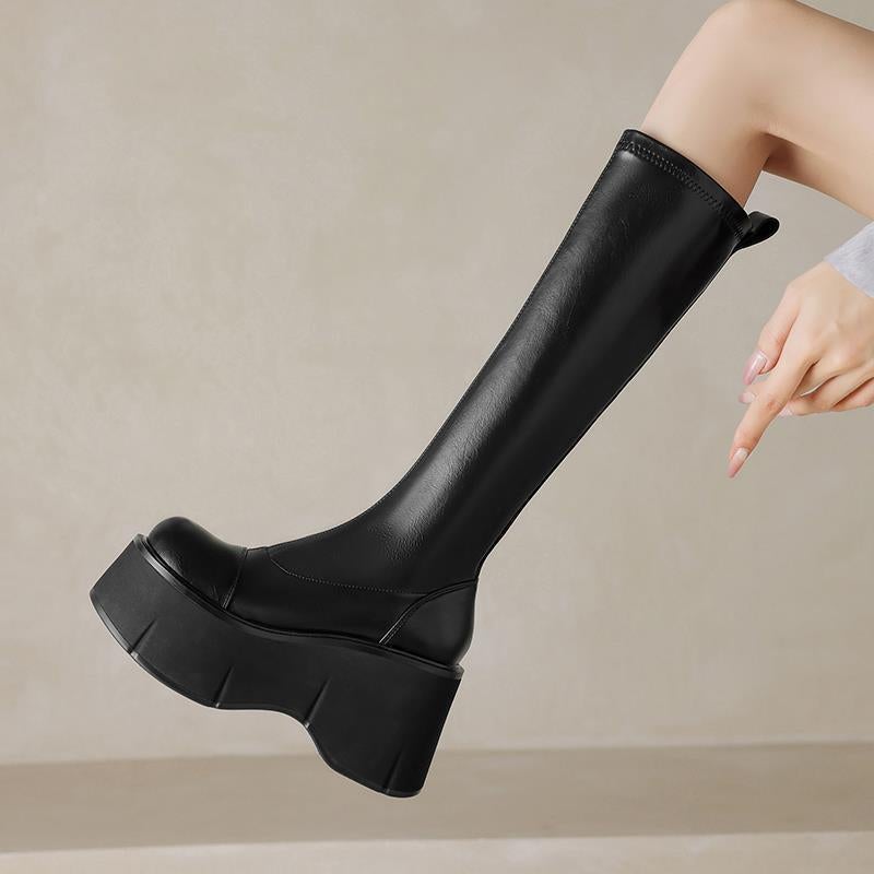 9.5Cm Muffin Thick Bottom Heightening Boots Women'S Small Elastic Boots Bag Leg Thin Boots Fashionable - Image 3