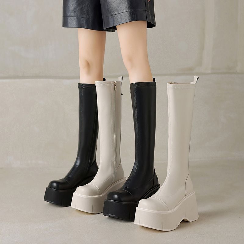 9.5Cm Muffin Thick Bottom Heightening Boots Women'S Small Elastic Boots Bag Leg Thin Boots Fashionable - Image 2