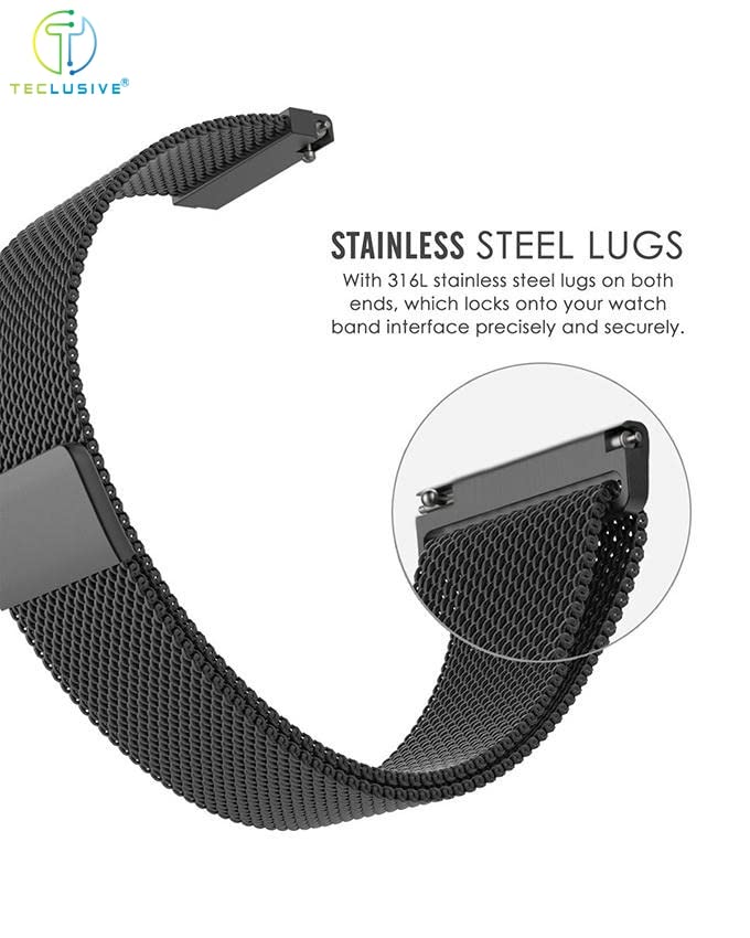 T TECLUSIVE سلسلة معدنية فاخرة بمغناطيسية حلقة 19mm متوافقة مع Noise Colorfit Pro 2 / Oxy/Pulse/Beat و Boat Storm Watch | ملائمة بدقة لهذه النماذج | سوار مغناطيسي قابل للتعديل (أسود) - Image 3