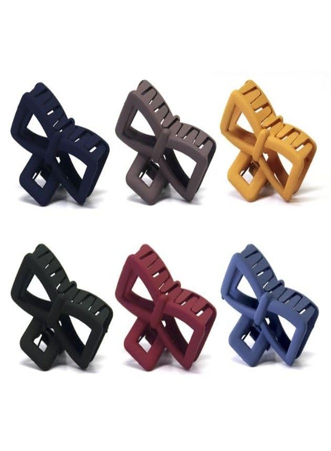 FREEBIES Korean Style Matte Bow Shaped Hair Claw Hair Clips, Clutchers, Hair Extension, Hair Clips & Hair Claw for Womens & Girls For All Types Of Hair (Pack OF 6) - Image 2