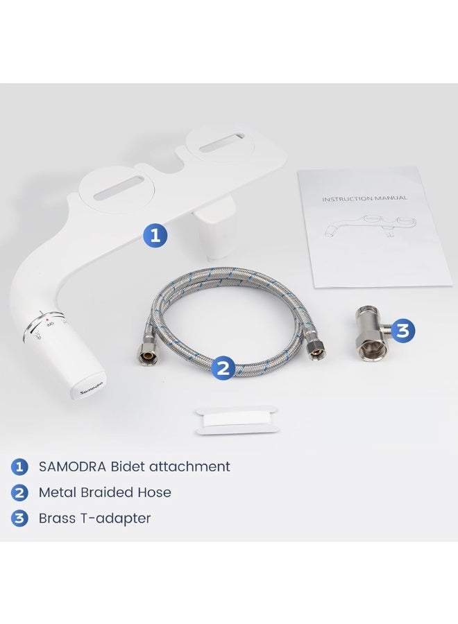 Samodra Ultra Thin Toilet Bidet Attachment Non Electric Dual Nozzle Front and Rear Wash Adjustable Water Pressure Fresh Water Sprayer for Toilet Seat Easy Install - Image 4