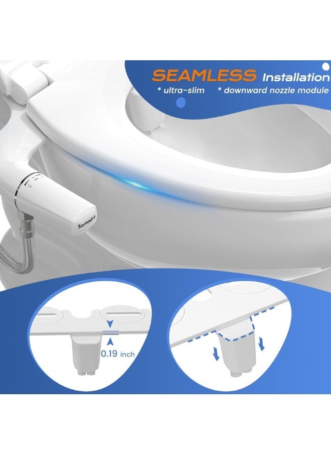 Samodra Ultra Thin Toilet Bidet Attachment Non Electric Dual Nozzle Front and Rear Wash Adjustable Water Pressure Fresh Water Sprayer for Toilet Seat Easy Install - Image 5