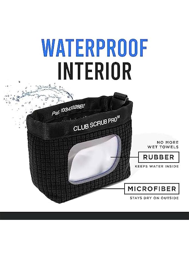 Waterproof Golf Club and Ball Cleaning Bag with Clean Face Technology Liner, Detachable Clip, Neoprene or Microfiber Option Available, Machine Washable, Groove Cleaning, Dry Exterior.