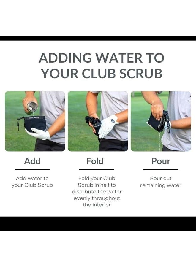 Waterproof Golf Club and Ball Cleaning Bag with Clean Face Technology Liner, Detachable Clip, Neoprene or Microfiber Option Available, Machine Washable, Groove Cleaning, Dry Exterior.