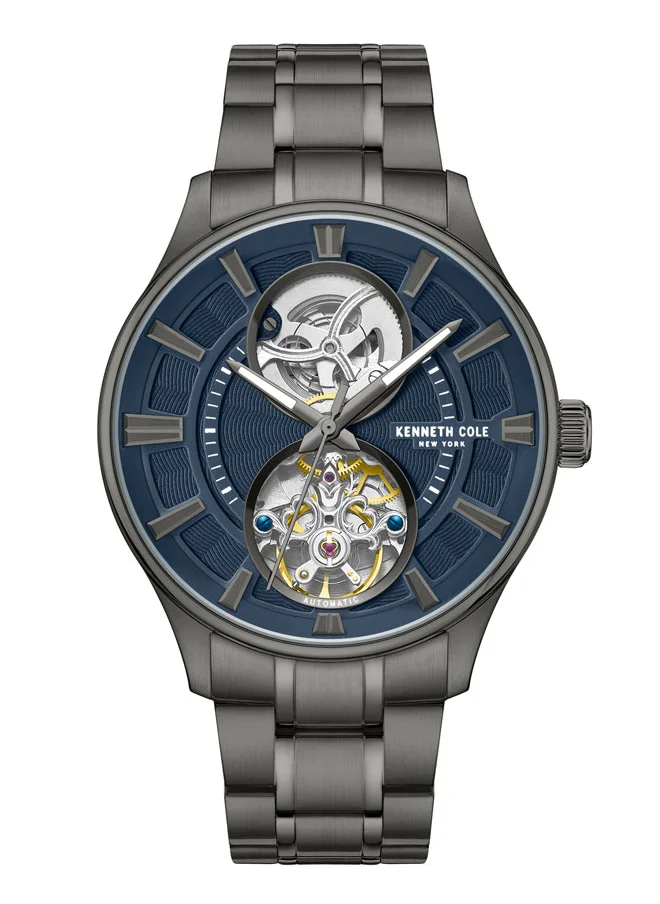 Kenneth Cole New York Kenneth Cole New York 43.5mm Automatic Men's Watch with Blue Dial & Gunmetal Stainless Steel Bracelet