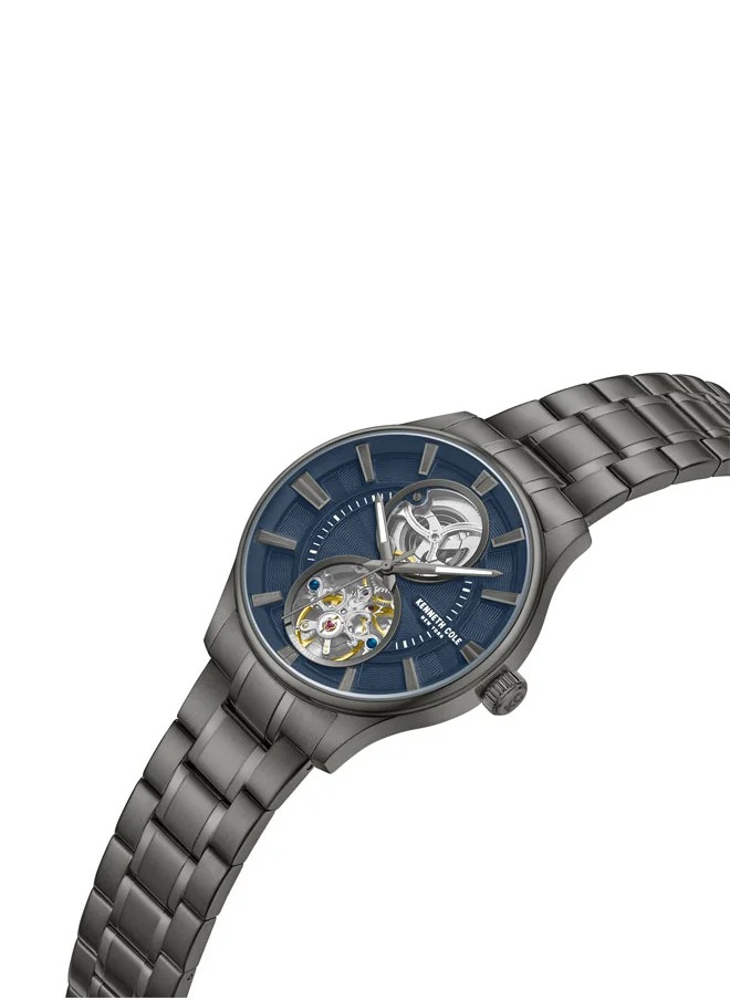 Kenneth Cole New York Kenneth Cole New York 43.5mm Automatic Men's Watch with Blue Dial & Gunmetal Stainless Steel Bracelet