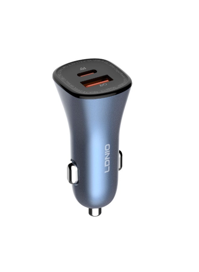 LDNIO 60W Dual Port PD and QC Super Fast Car Charger, USB-C Power Delivery 30W and USB-A Quick Charge 30W Car Charging Adapter for iPhone, Samsung Galaxy, Android Phones, Tablets, GPS Devices and Mobile Accessories, Compact 12V-24V Vehicle Charger with Advanced Safety Protection - Image 1