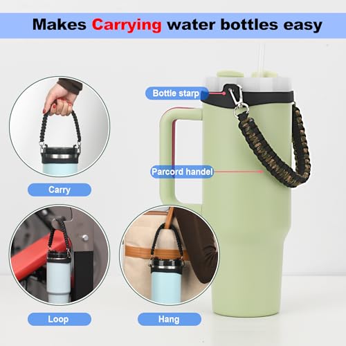 Wongeto Water Bottle Handle Strap - Compatible With Stanley Water Bottle - Paracord Handle for Stanley Cup Accessories(Camo) - Image 2