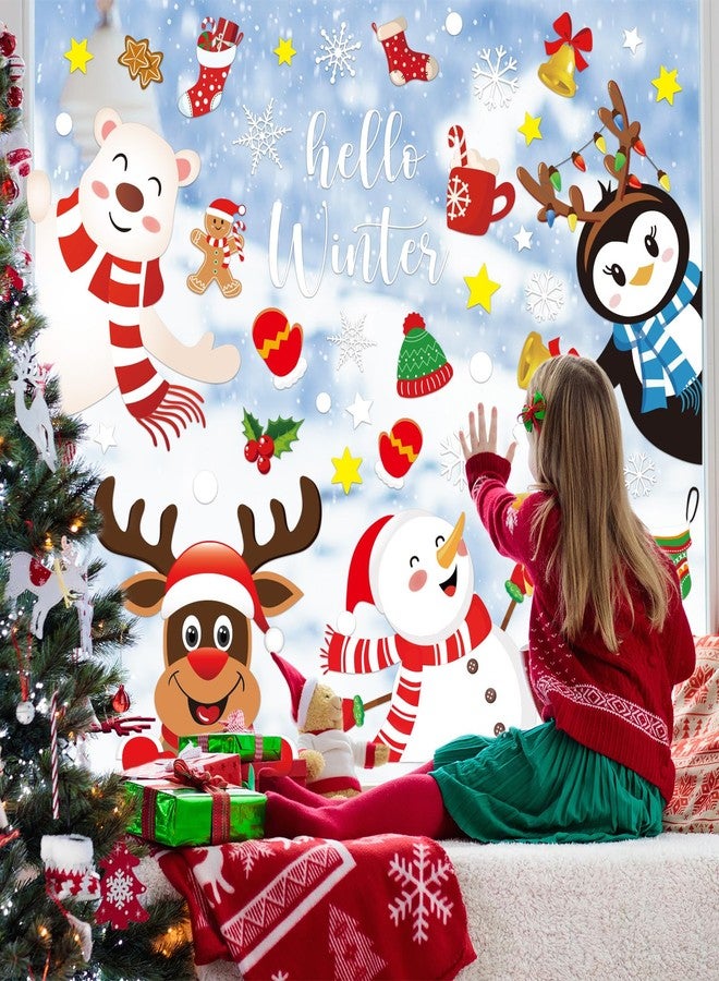 Whaline 6 Sheet Winter Window Clings Snowman Reindeer Penguin Christmas Window Decals Reusable for Xmas Holiday Party Home School Office Decor - Image 4