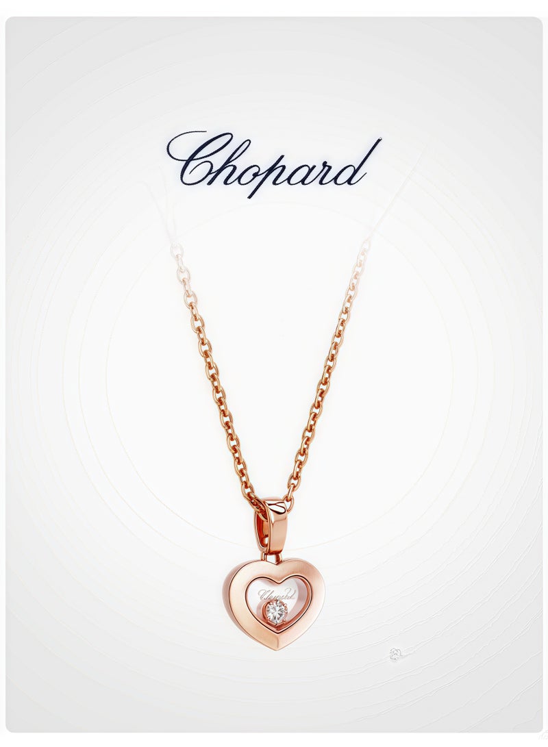 Chopard 18K Rose Gold Happy Diamond Heart Pendant Necklace, Stackable Women's Gift​ - Image 2