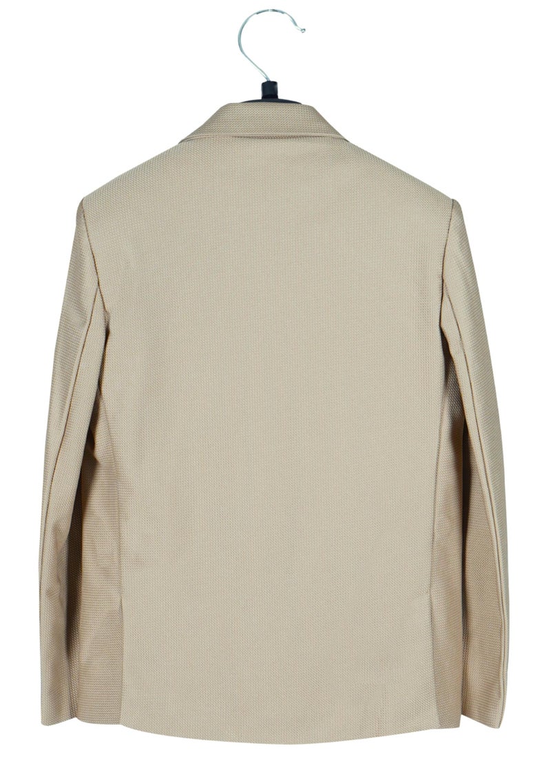 CHARCHIT Boys Cotton Blend Full Sleeves Solid Blazers and T-Shirt - Khaki - Image 2