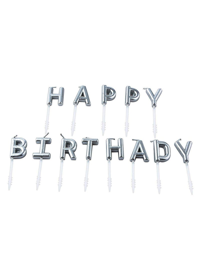 LB L B Happy Birthday Candle Candle for 1st Birthday Happy Birthday Candle for Birthday Theme Happy Birthday Candles for Cake Cake Topper Silver  - Image 4