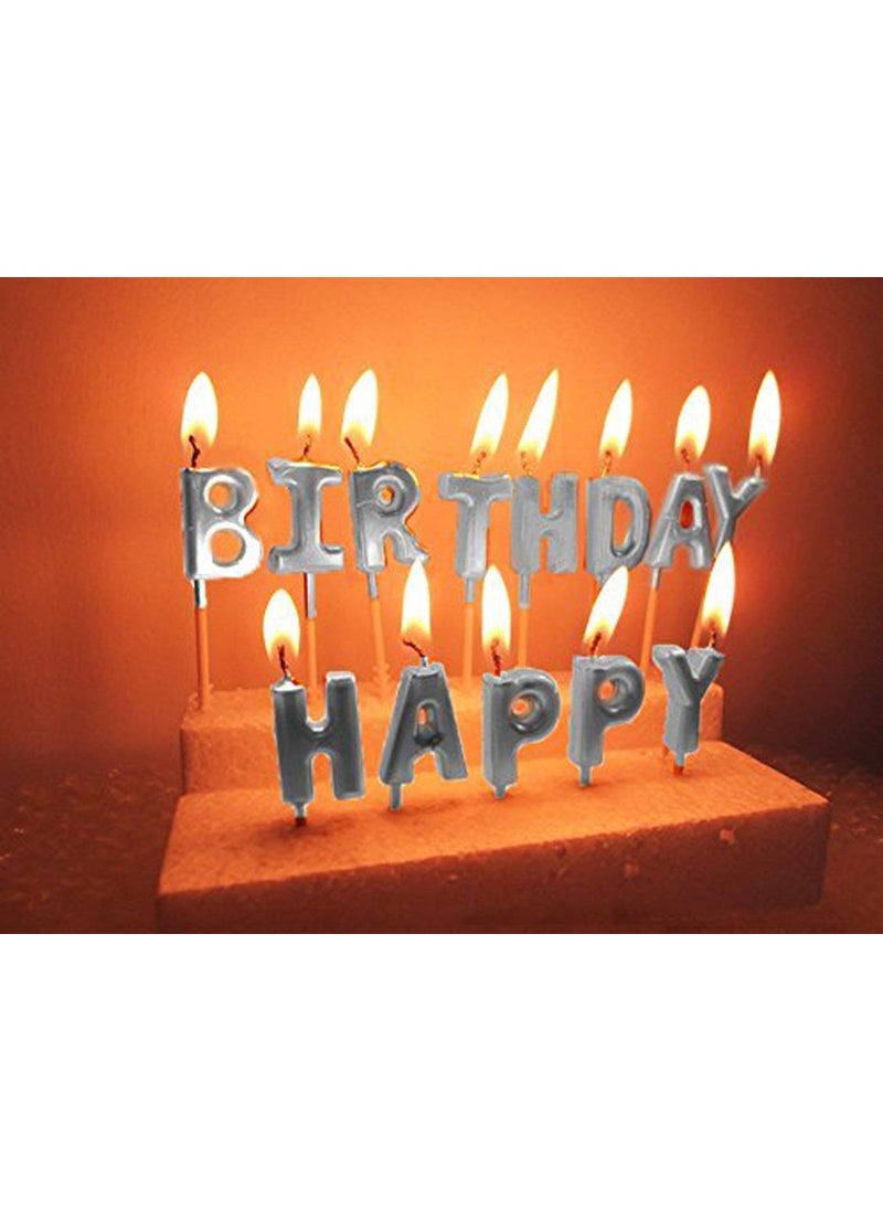 LB L B Happy Birthday Candle Candle for 1st Birthday Happy Birthday Candle for Birthday Theme Happy Birthday Candles for Cake Cake Topper Silver  - Image 2