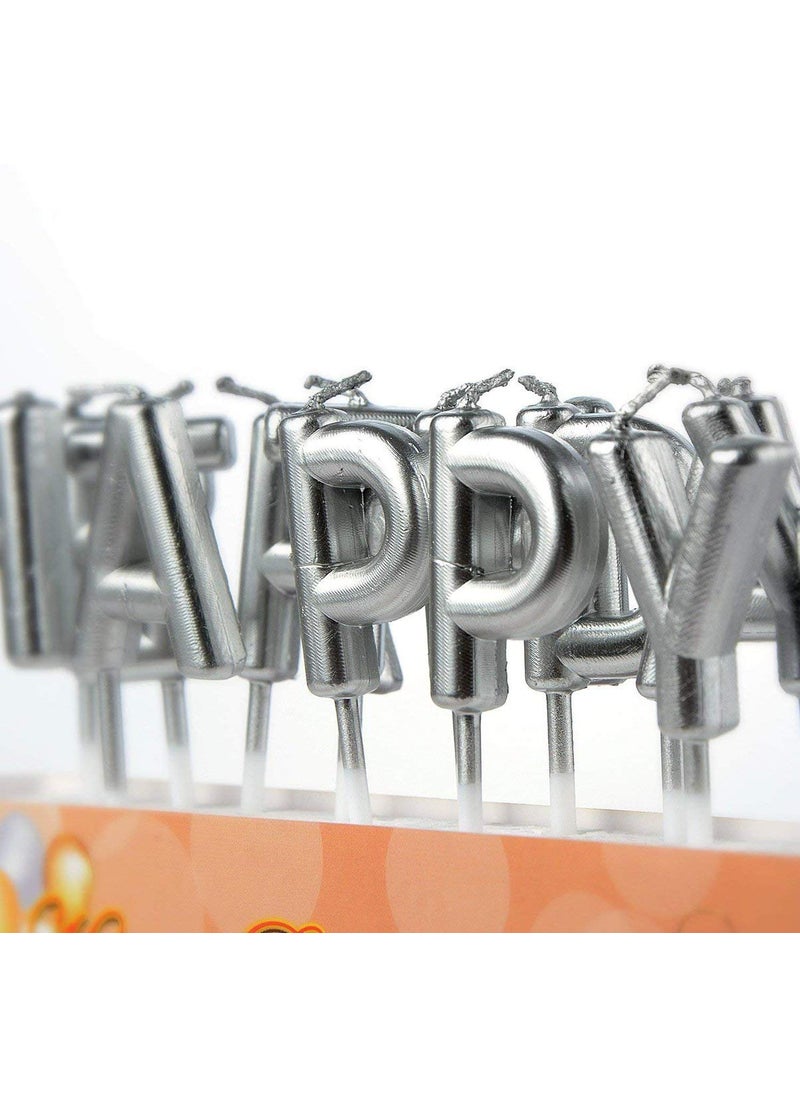 LB L B Happy Birthday Candle Candle for 1st Birthday Happy Birthday Candle for Birthday Theme Happy Birthday Candles for Cake Cake Topper Silver  - Image 3