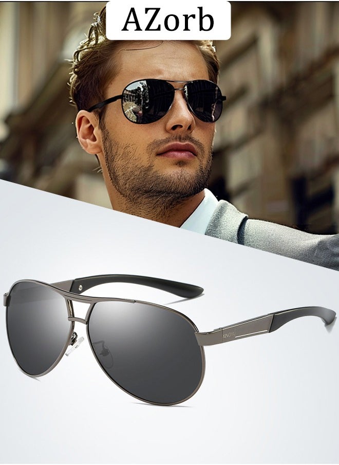 AZorb Metal Aviator Sunglasses Men Women Magnesium Aluminium Alloy Sun Glassess Men's Women's Polarized Mens Sunglass High Quality Eyewear UV400 Protection Shades for Driving Travel Daily Black  - Image 1