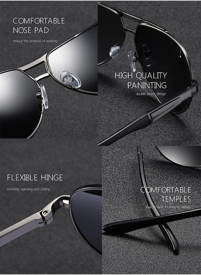 AZorb Metal Aviator Sunglasses Men Women Magnesium Aluminium Alloy Sun Glassess Men's Women's Polarized Mens Sunglass High Quality Eyewear UV400 Protection Shades for Driving Travel Daily Black  - Image 2