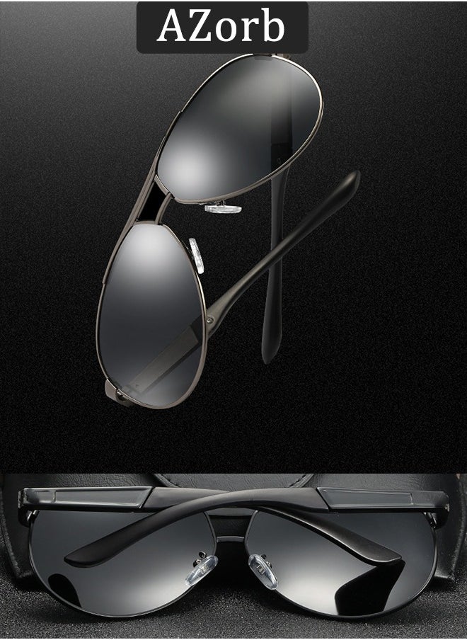 AZorb Metal Aviator Sunglasses Men Women Magnesium Aluminium Alloy Sun Glassess Men's Women's Polarized Mens Sunglass High Quality Eyewear UV400 Protection Shades for Driving Travel Daily Black  - Image 5