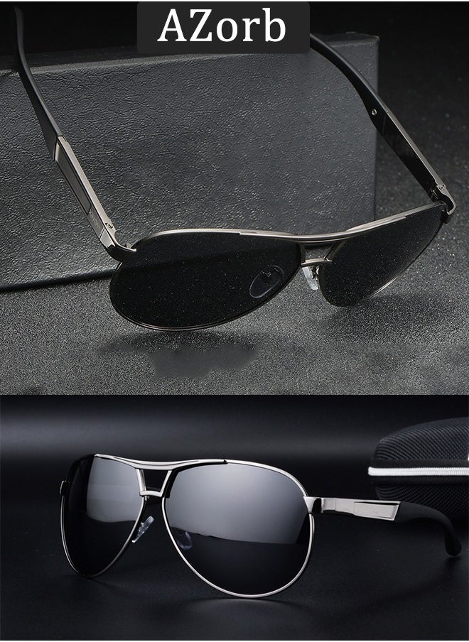 AZorb Metal Aviator Sunglasses Men Women Magnesium Aluminium Alloy Sun Glassess Men's Women's Polarized Mens Sunglass High Quality Eyewear UV400 Protection Shades for Driving Travel Daily Black  - Image 3