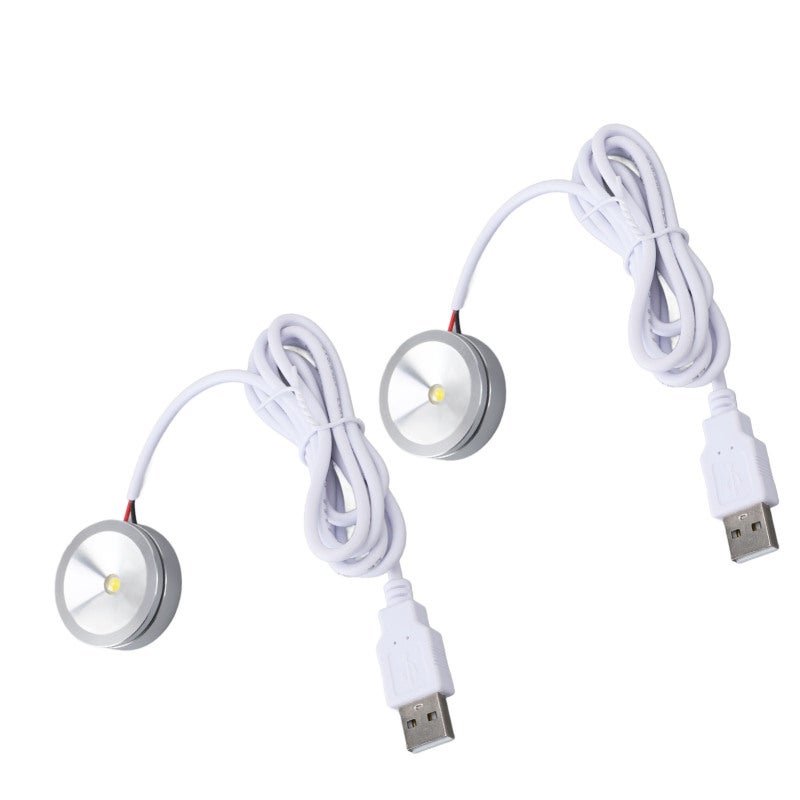 عرض ضوئي مميز: مصباح LED أبيض بقوة 1 واط، ملائم للعين وغير منعكس، تصميم صغير - كابل USB طويل بطول 4.2 قدم، مصباح LED سهل التركيب لرفوف المجوهرات والخزائن والأرفف والطاولات - Image 3