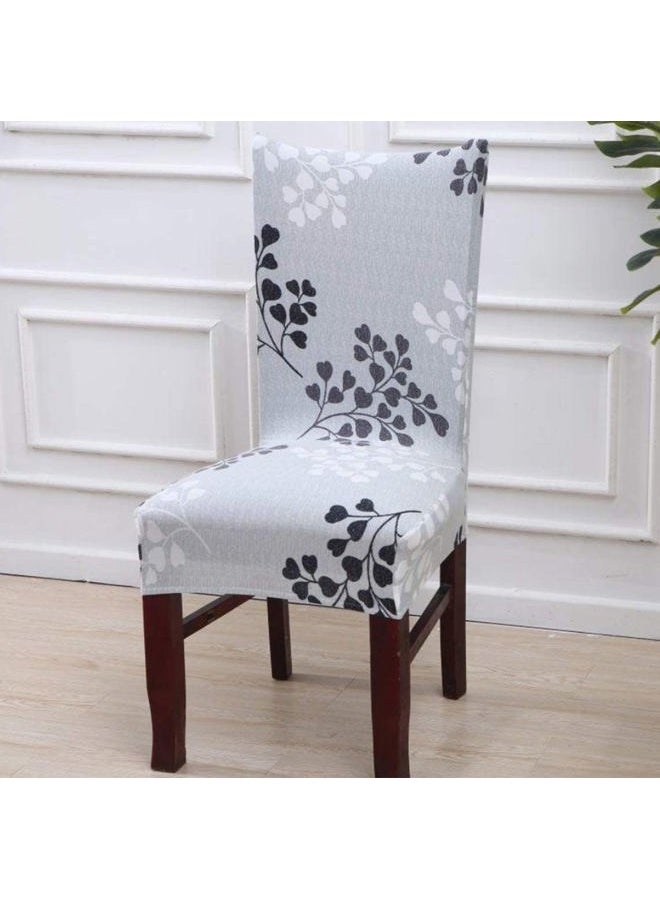 Happydog Stretch Dining Chair Covers Removable Washable Spandex Slipcovers for High Chairs 4PCS/Set+ 1 PCS Bench Cover (Grey Leaves) - Image 4