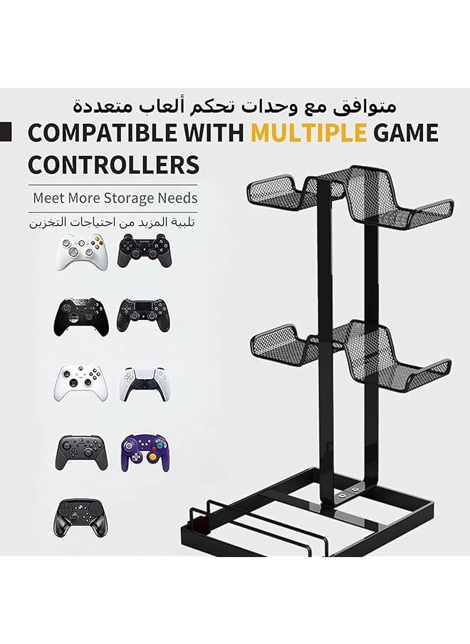 Headphone Stand Controller Holder & Headset Holder For Desk Earphone Stand With Aluminum Supporting Bar Universal Storage Organizer Headphones Controller Switch Ipad Mobile Phone Black
