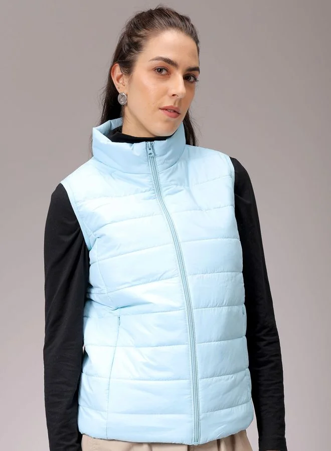 Freehand Women Regular Fit Solid Quilted Jacket