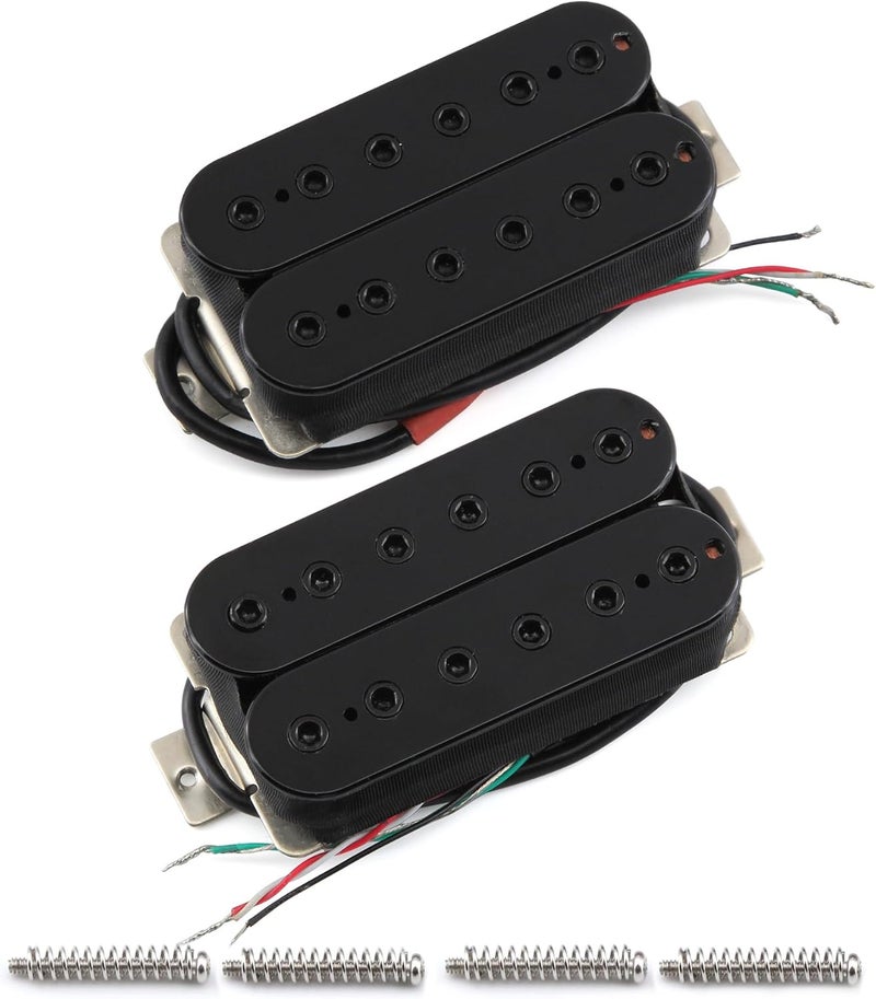 FLEOR Neck+Bridge Pickup Set Ceramic Double Coil Humbucker Pickups for Electric Guitar Pickup Replacement-Black - Image 1