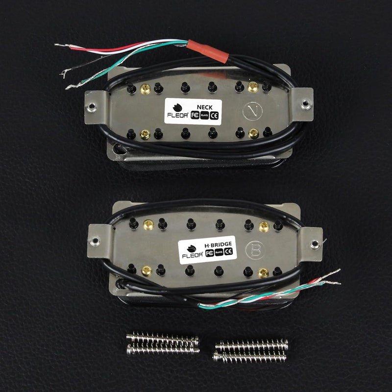 FLEOR Neck+Bridge Pickup Set Ceramic Double Coil Humbucker Pickups for Electric Guitar Pickup Replacement-Black - Image 4