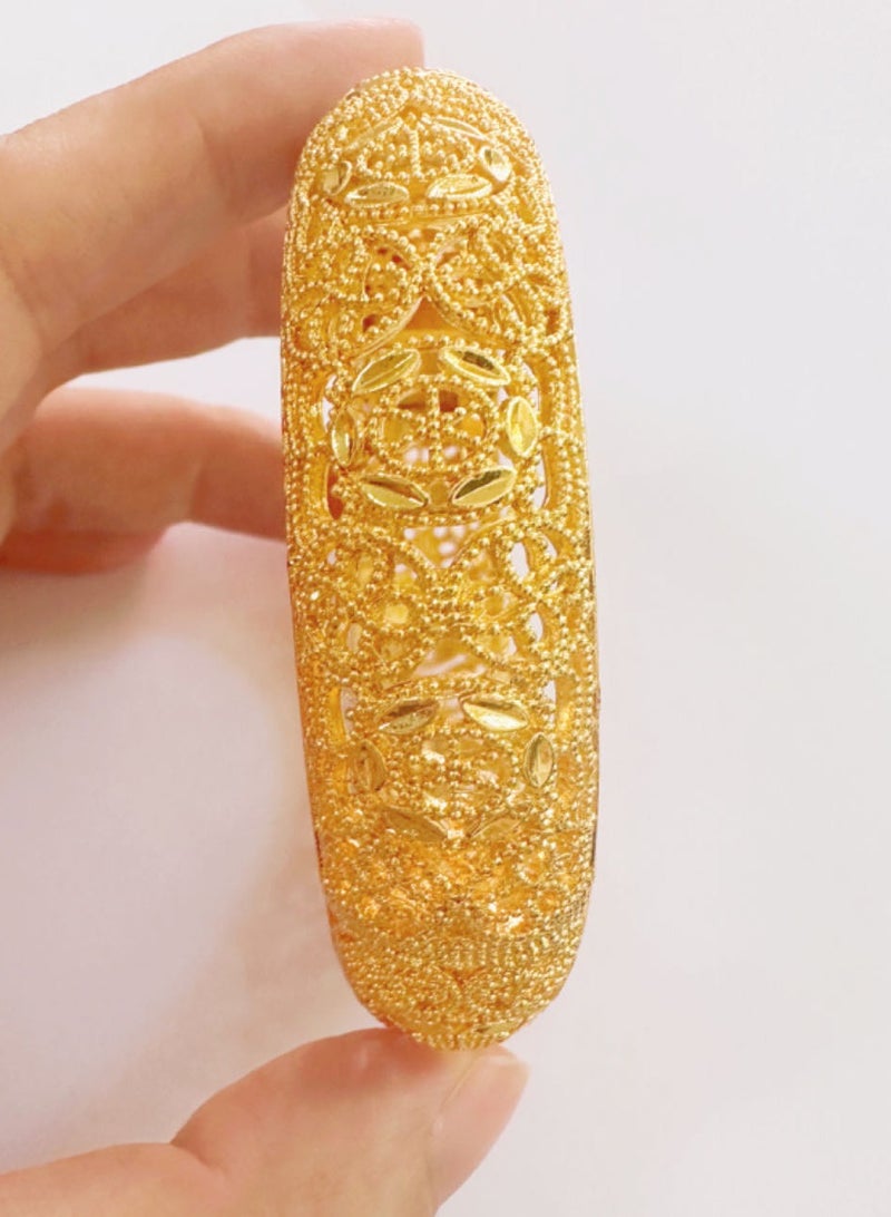 24K Gold Plated Bangle for Women, Wedding Bracelet, Bridal Jewelry, 1 Piece - Image 2