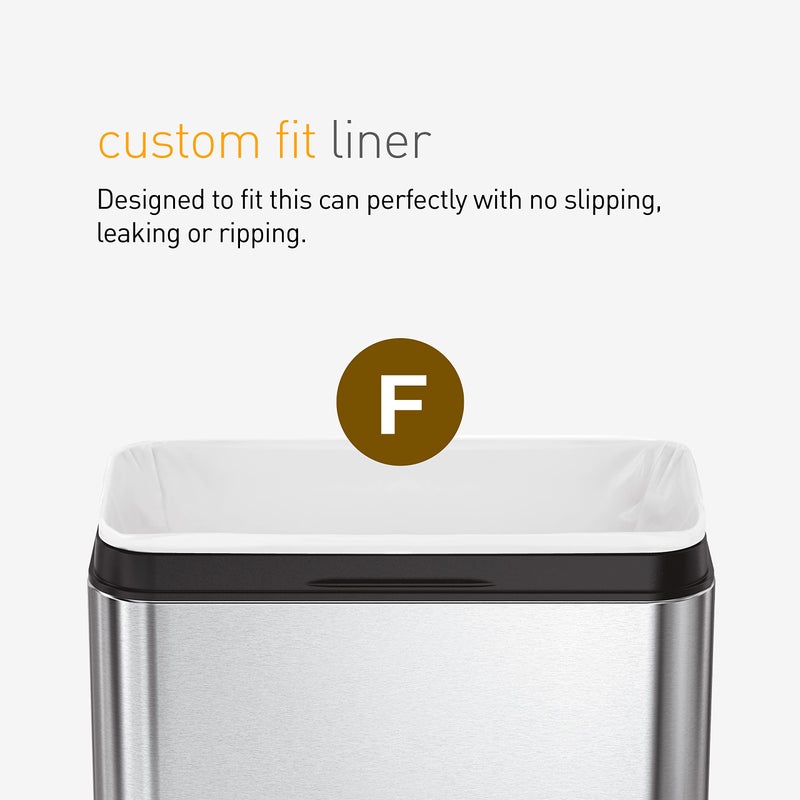 simplehuman Code F 100 Count, Dispenser Pack Custom Fit Liners, Drawstring Trash Bags, 25-30 Liter / 6.6-8 Gallon, White - Image 4