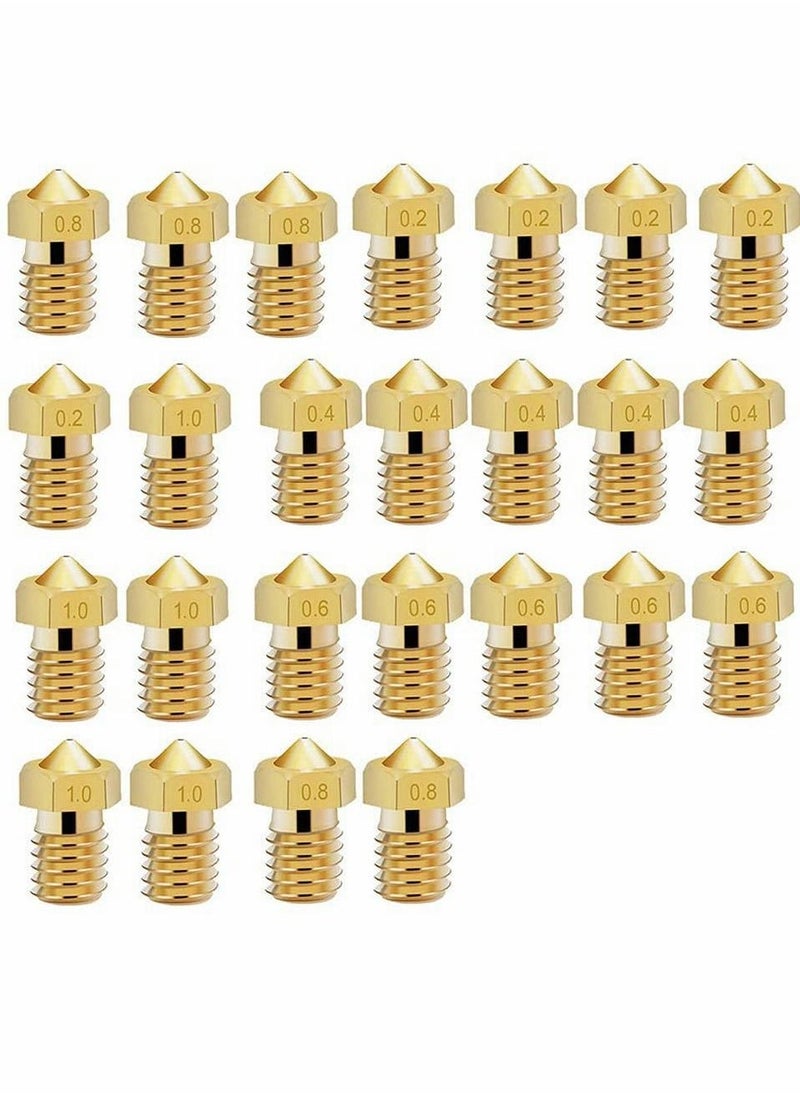 KASTWAVE Printer Nozzle AE 25 PCS 3D, 0.2/0.4/0.6/0.8/1.0 mm Hardened Steel Nozzle for ABS/PLA 3D Printer Makerbot Creality CR-10 (Gold)  - Image 1