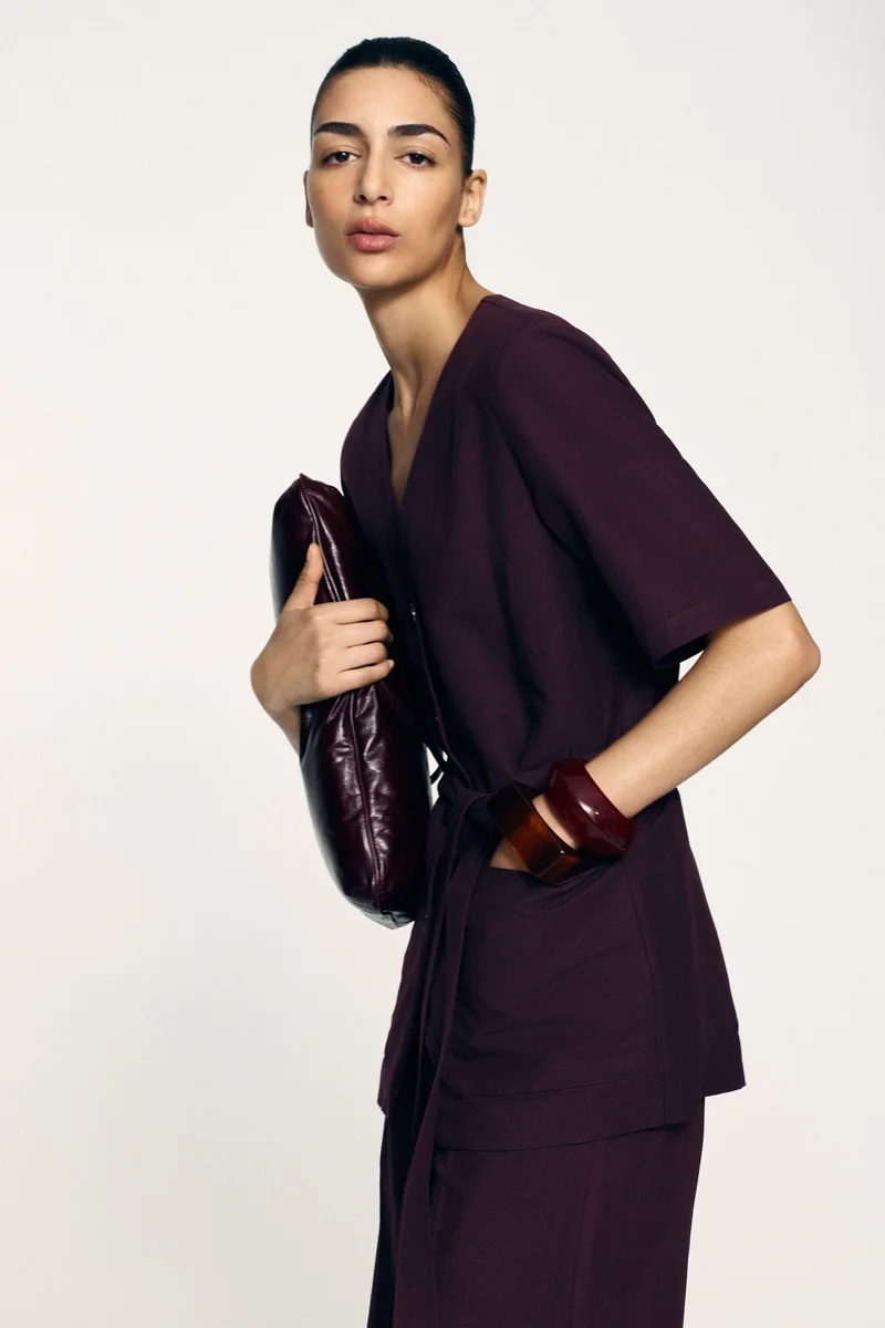 H&M Linen-blend short-sleeved blazer