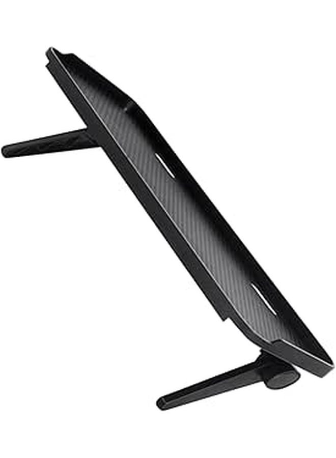 Black Adjustable Monitor Stand Riser with No Drill Installation Perforated Desktop Storage Organizer for Office Home - Image 1