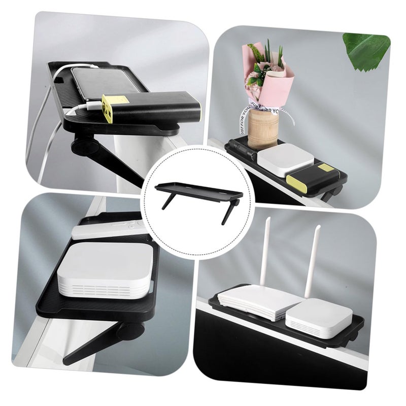 Black Adjustable Monitor Stand Riser with No Drill Installation Perforated Desktop Storage Organizer for Office Home - Image 5