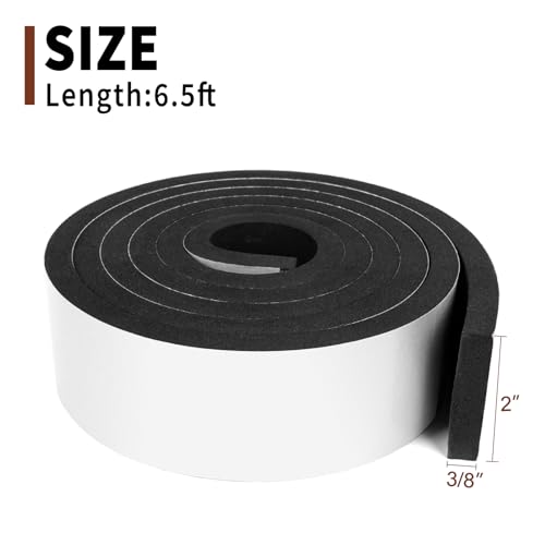 Yotache Foam Weather Stripping Adhesive 2" x3/8", Door Jamb Weather Seal Neoprene Window Foam Tape Outdoor Car Weather Stripping Roll, Total 6.5 Feet Long - Image 4