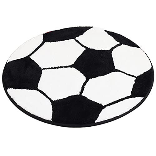 JeogYong Soccer Rug Soft and Comfy Sports Themed Round Area Rugs Bedroom Living Room Carpet Kitchen Mat Bath Rugs for Bathroom Soccer Themed Room Decor for Kids Bedroom Men Cave