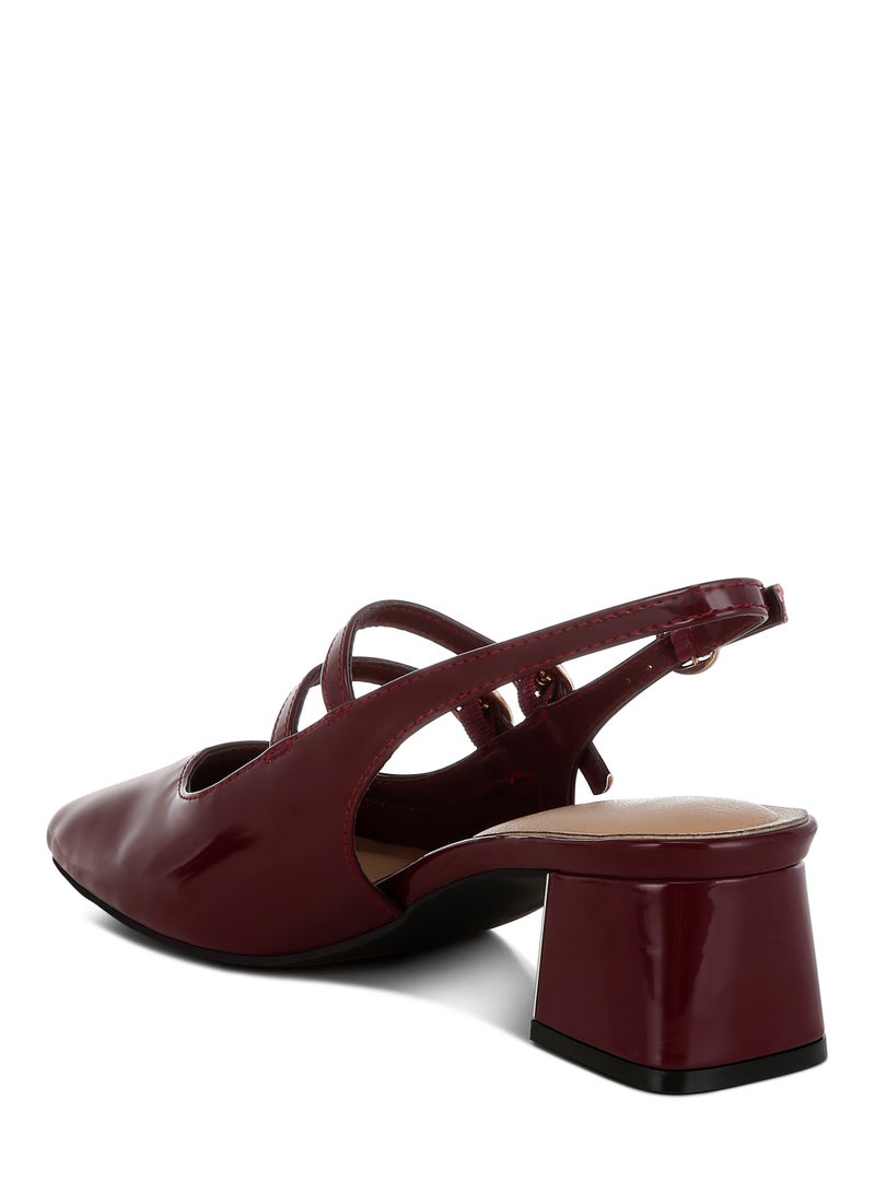 لندن راج صندل بكعب عريض Slingback باللون الأحمر  - Image 3