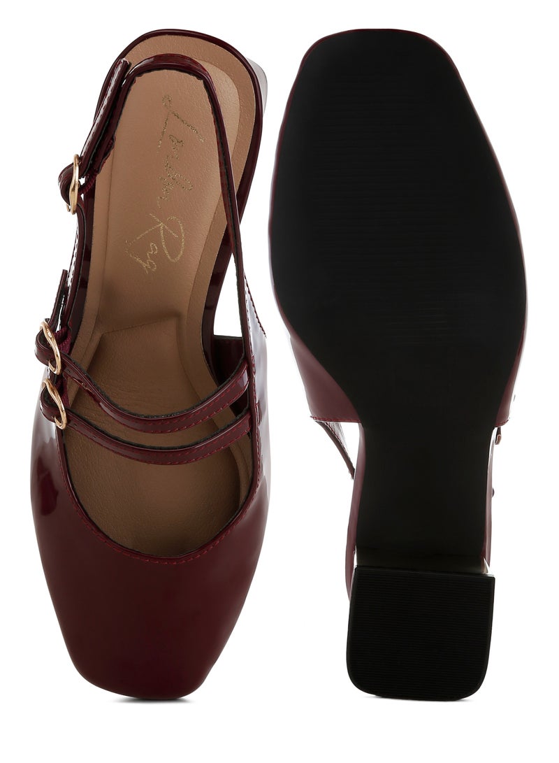 لندن راج صندل بكعب عريض Slingback باللون الأحمر  - Image 4