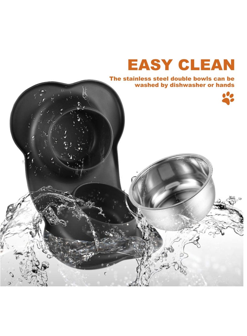 كاست ويف 2 × 400 مل أوعية للكلاب مع حصيرة سيليكون مانعة للانزلاق ، مجموعة أوعية مزدوجة من الفولاذ المقاوم للصدأ للقطط والجرو والكلاب الصغيرة والمتوسطة والطعام والماء - Image 5
