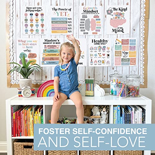 Hadley Designs 9 Mental Health Posters for Classroom School Counselor Office Must Haves Mental Health Therapy Office Decor Counseling Growth Mindset Posters Power of Yet Boho Classroom Decor - Image 3