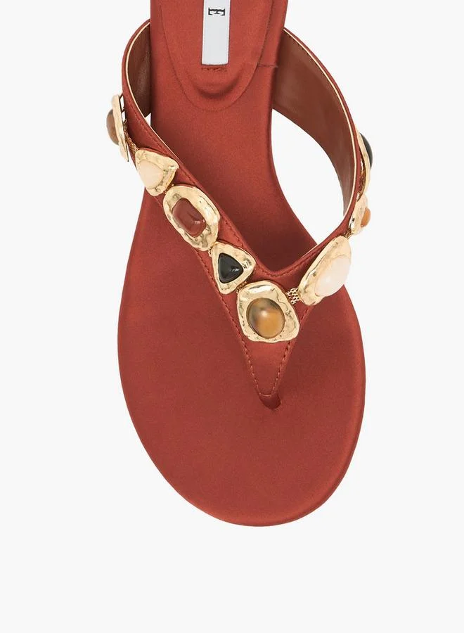 Elle ORANGE Embellished Kitten Heel Sandals for Women | Best Price UAE
