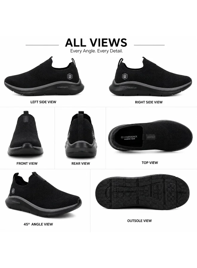 Lumberjack  Lumberjack Ivory Women Sneakers Black Knitted – Lightweight Breathable Casual Shoes, Comfortable Slip-On Everyday Footwear for Ladies for Women | Best Price UAE