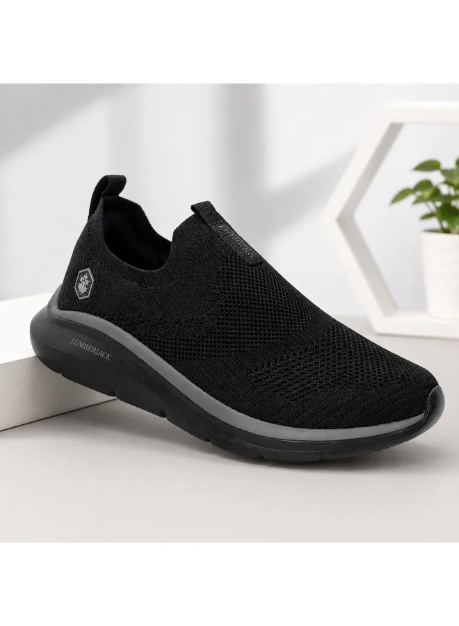 لامبرجاك Lumberjack Ivory Women Sneakers Black Knitted – Lightweight Breathable Casual Shoes, Comfortable Slip-On Everyday Footwear for Ladies