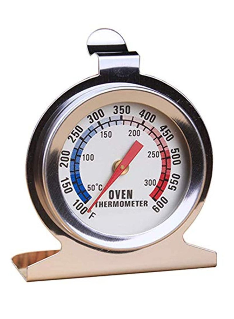 مقياس حرارة الفرن من الفولاذ المقاوم للصدأ - شاشة كبيرة سهلة القراءة 50-300℃ 100-600℉ مقاوم للحرارة العالية - مثالي للخبز والطهي في المطبخ - مع حامل تعليق - صغير الحجم ومتين - Image 1