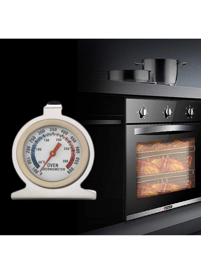 مقياس حرارة الفرن من الفولاذ المقاوم للصدأ - شاشة كبيرة سهلة القراءة 50-300℃ 100-600℉ مقاوم للحرارة العالية - مثالي للخبز والطهي في المطبخ - مع حامل تعليق - صغير الحجم ومتين - Image 3