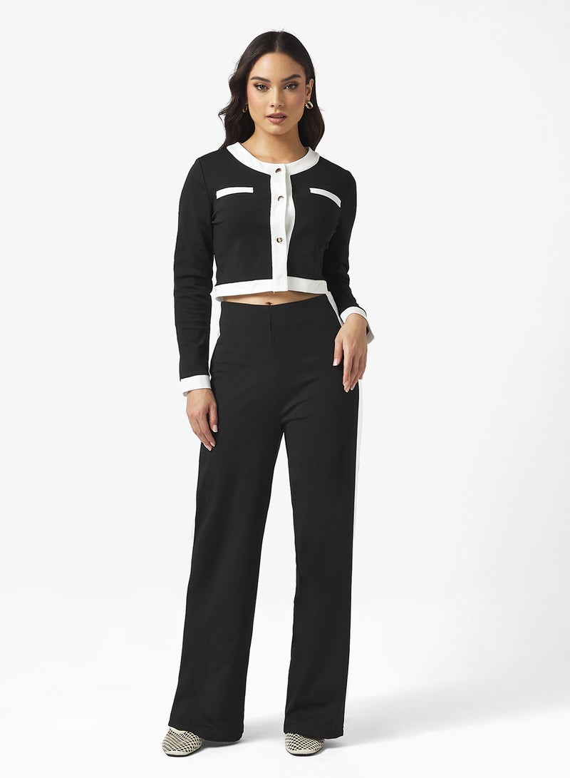 Ginger Knitted Classic Contrast Trim Detail Coord Set - Image 1