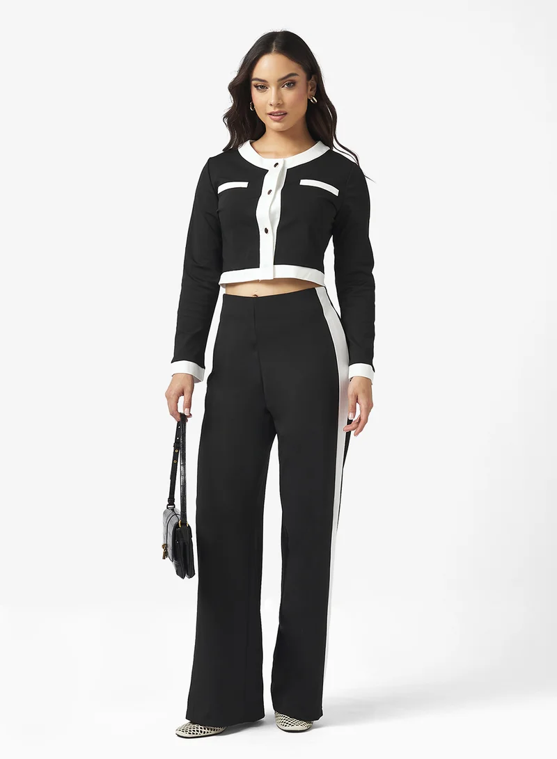 Ginger Knitted Classic Contrast Trim Detail Coord Set