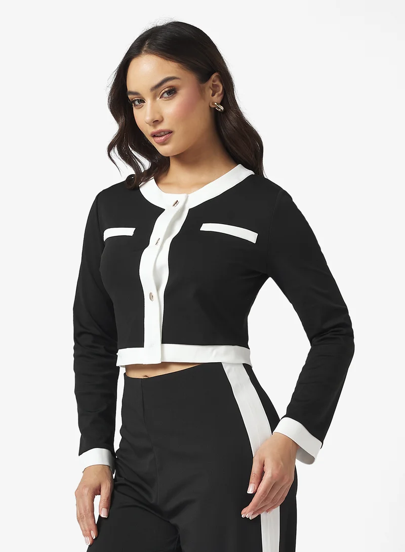 Ginger Knitted Classic Contrast Trim Detail Coord Set