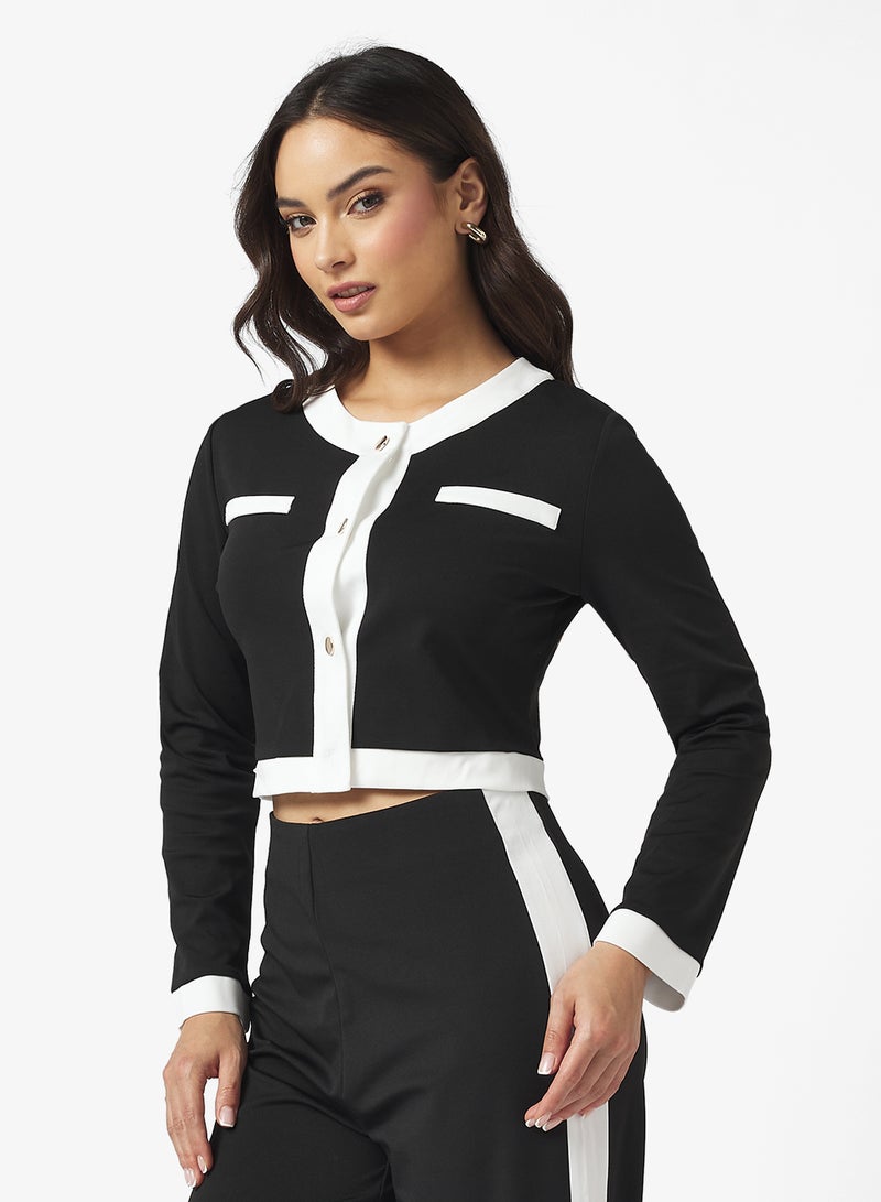 Ginger Knitted Classic Contrast Trim Detail Coord Set - Image 3