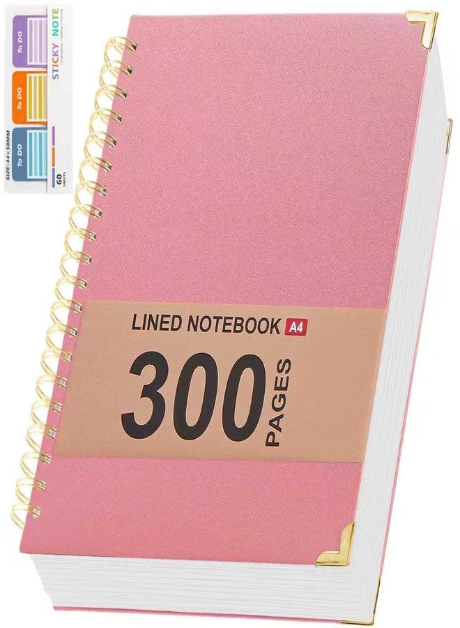 Kutoda Lined Spiral Notebook Journal for Work, 300 Pages Leather 8.5*11 College Ruled journals for Writing with 120GSM Paper, Hardcover Notebooks for Note Taking, Perfect for Office Home School Supplies(Pink - Image 1